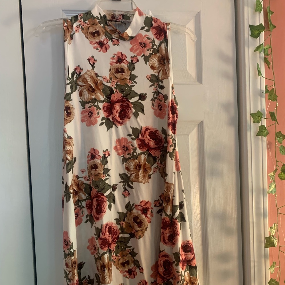 High neck floral dress